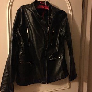 Womens Black Pleather Jacket Size XL